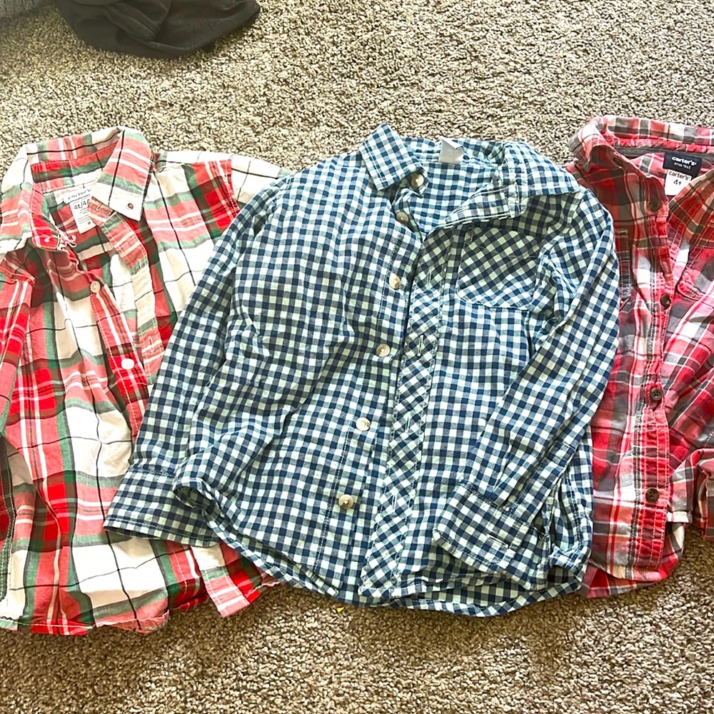 Lot of collared button shirts size 4T plaid poplin